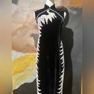 Vntg Sequin Velvet Cheongsam